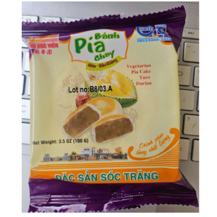 Ciasteczka "Pia" VEGE o smaku duriana TAN HUE VIEN100G.ขนมเปี๊ยะไส้เผือกทุเรียน