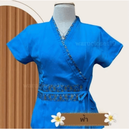 เสื้อสปา Thai massage woman shirt SKY BLUE (L)
