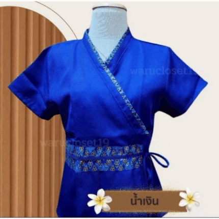เสื้อสปา Thai massage woman shirt BLUE (L)