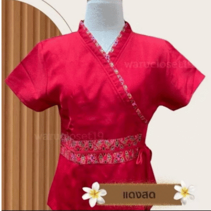 เสื้อสปา Thai massage woman shirt RED (M)