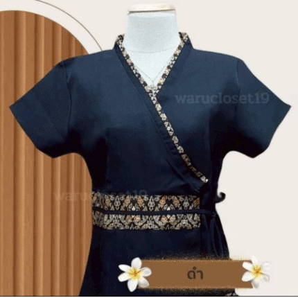 เสื้อสปา Thai massage woman shirt BLACK (XL)